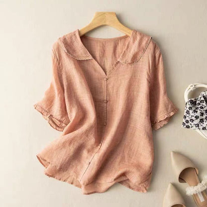 Lily | Women's Vintage Blouse with Scalloped Collar 1