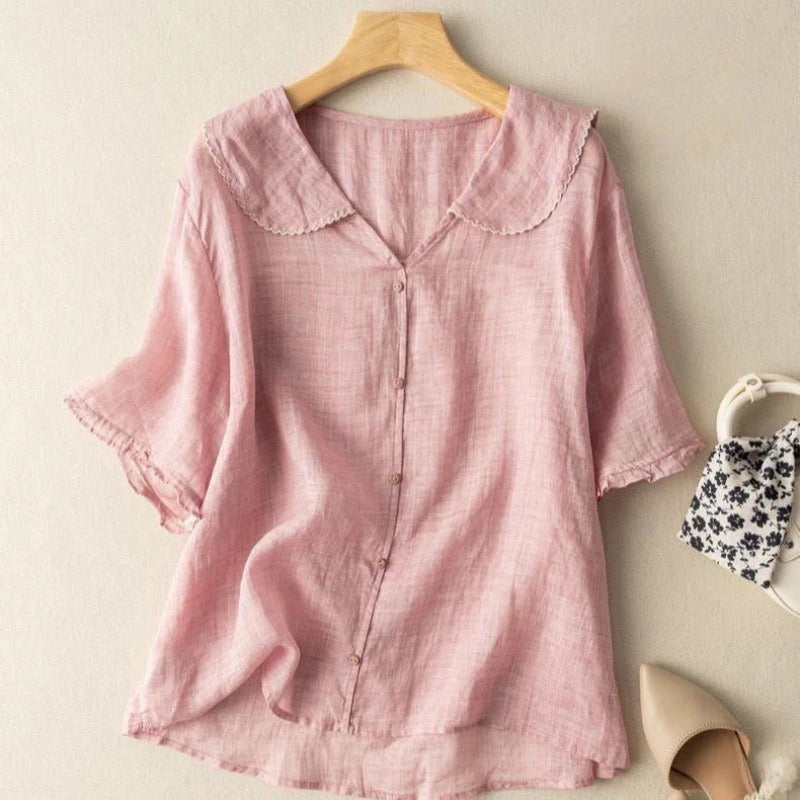 Lily | Women's Vintage Blouse with Scalloped Collar 3
