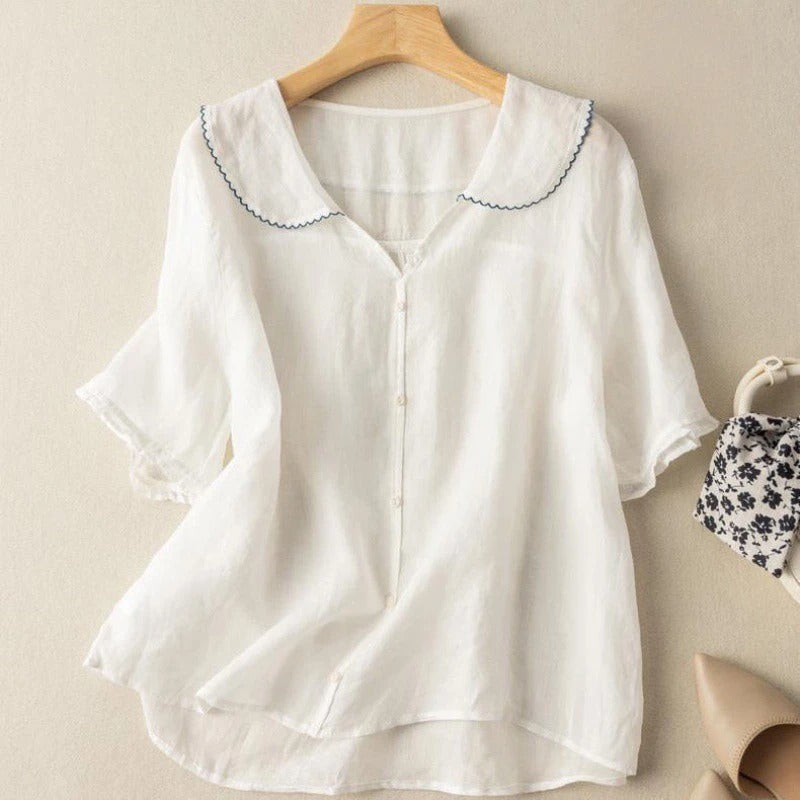 Lily | Women's Vintage Blouse with Scalloped Collar 4