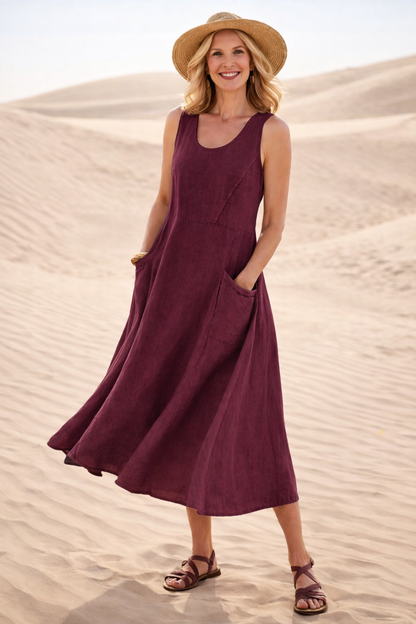 Maya | Women's A-Line Midi Dress with Pockets 3