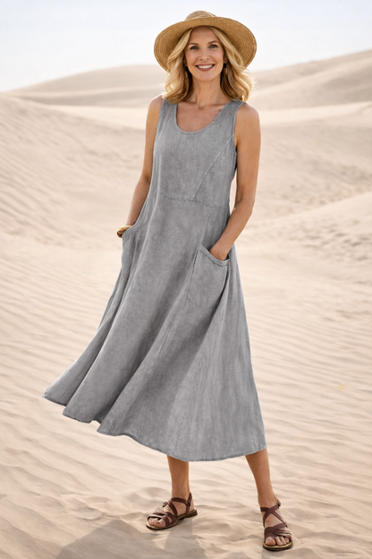 Maya | Women's A-Line Midi Dress with Pockets 4