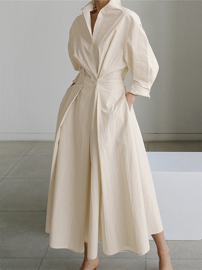 Mia | Women's Midi Dress with Button Waist 0