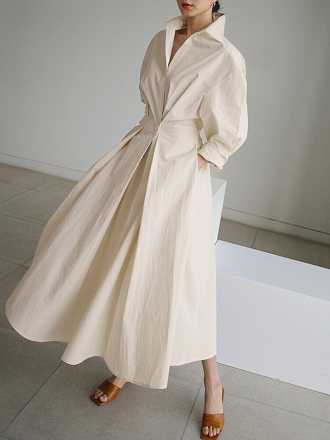 Mia | Women's Midi Dress with Button Waist 1