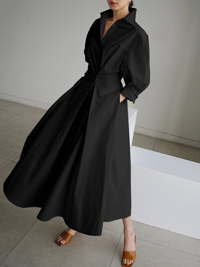 Mia | Women's Midi Dress with Button Waist 4