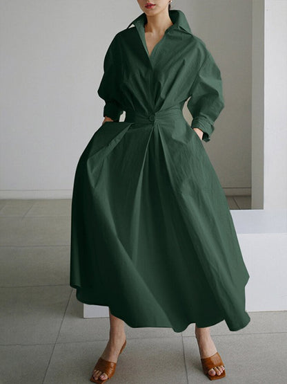 Mia | Women's Midi Dress with Button Waist 6
