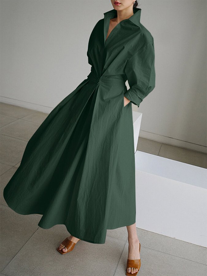 Mia | Women's Midi Dress with Button Waist 7