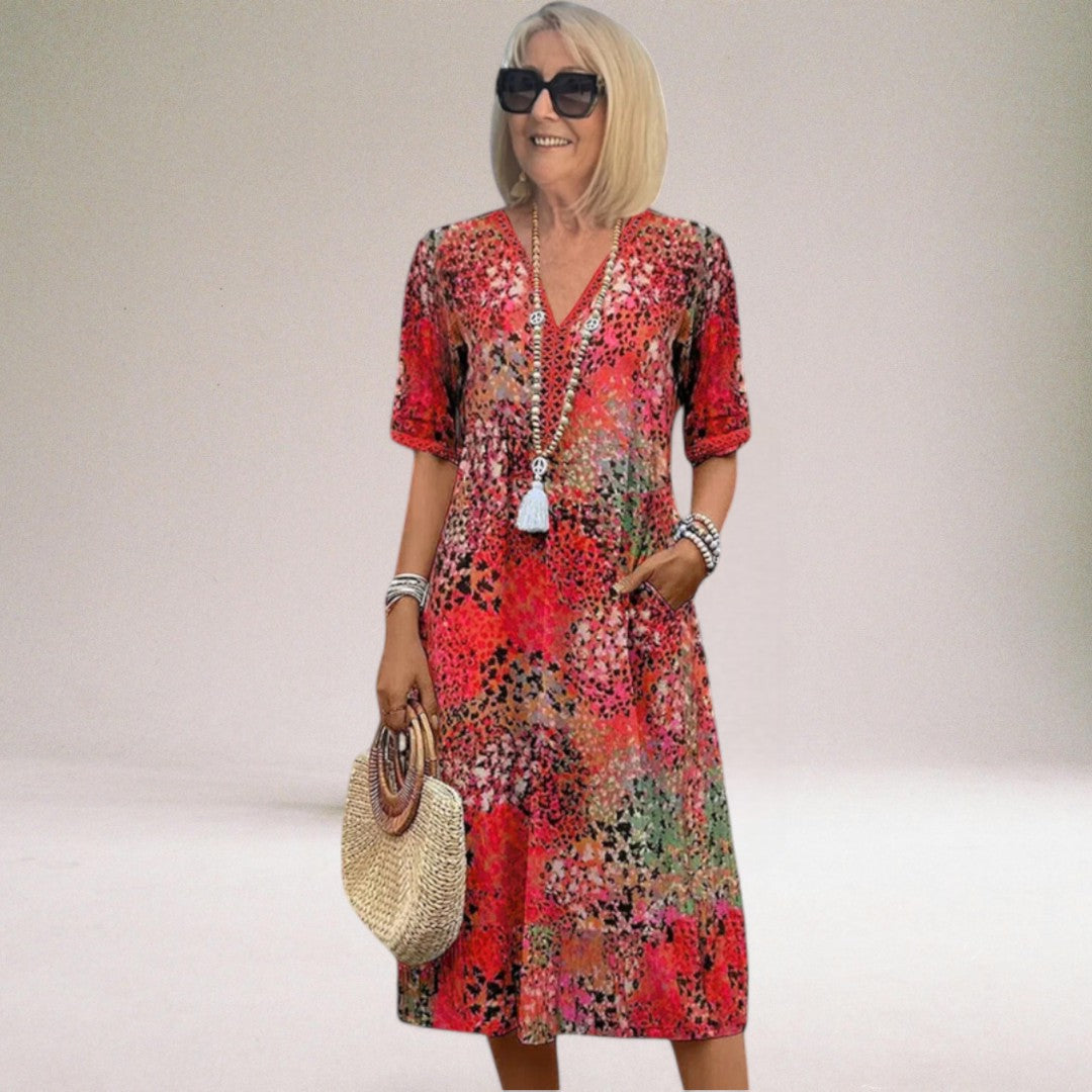 Mia | Women's Midi Dress with Vibrant Print 0