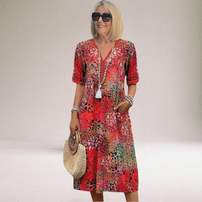 Mia | Women's Midi Dress with Vibrant Print 0