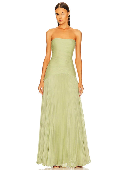 Mia | Women's Strapless Pleated Maxi Dress 0