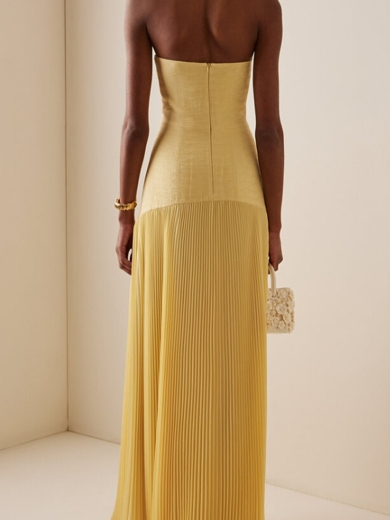 Mia | Women's Strapless Pleated Maxi Dress 4