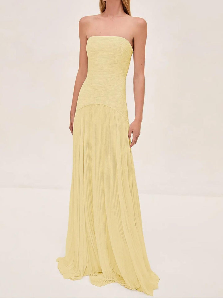Mia | Women's Strapless Pleated Maxi Dress 5