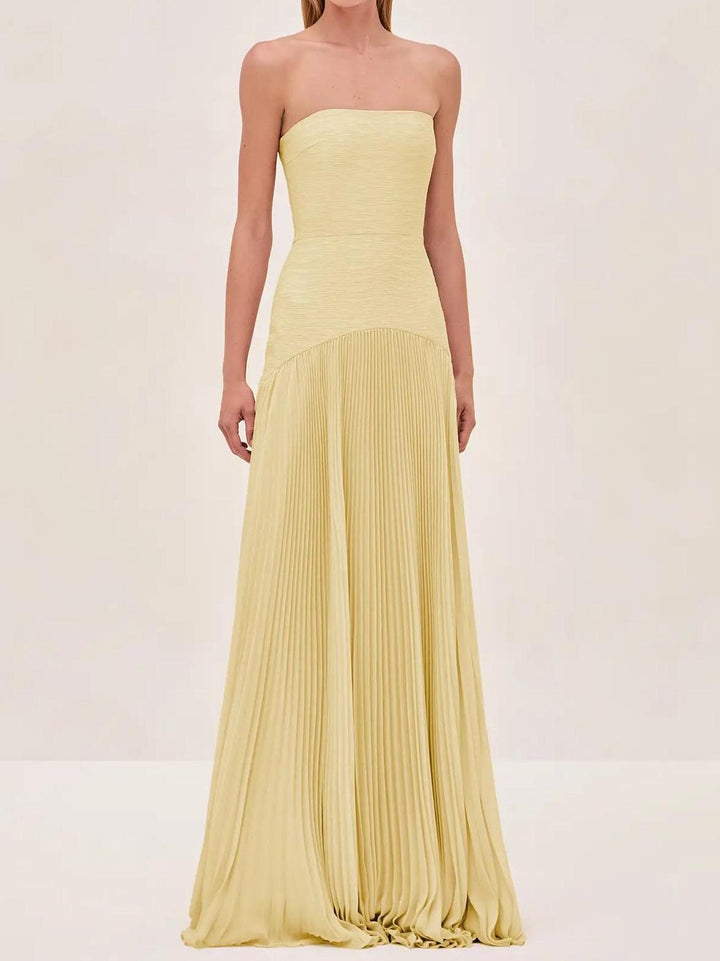 Mia | Women's Strapless Pleated Maxi Dress 6