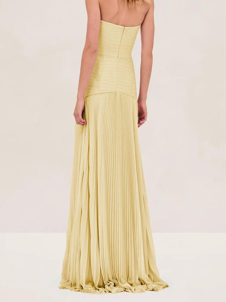 Mia | Women's Strapless Pleated Maxi Dress 7
