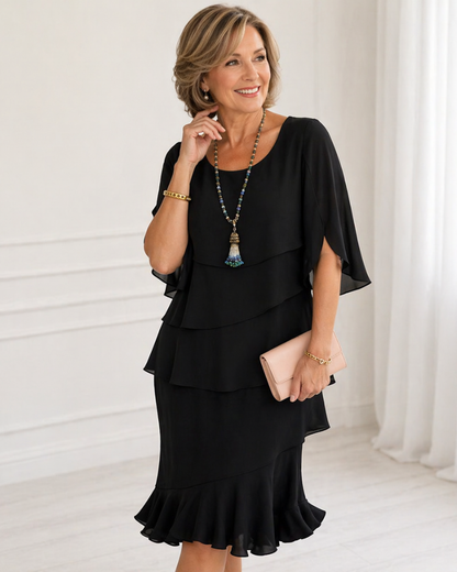 Naomi | Women's A-Line Ruffle Dress with Split Sleeves 1