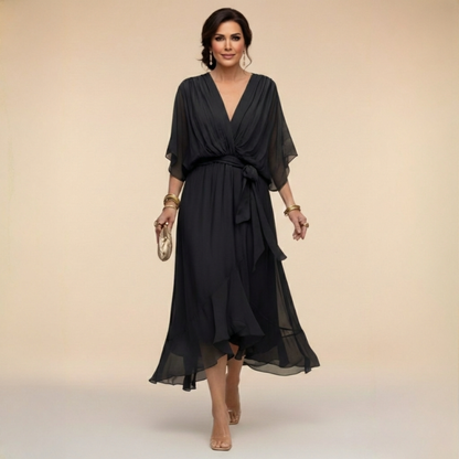 Naomi | Women's V-Neck Maxi Dress Flowing Elegant Design 1