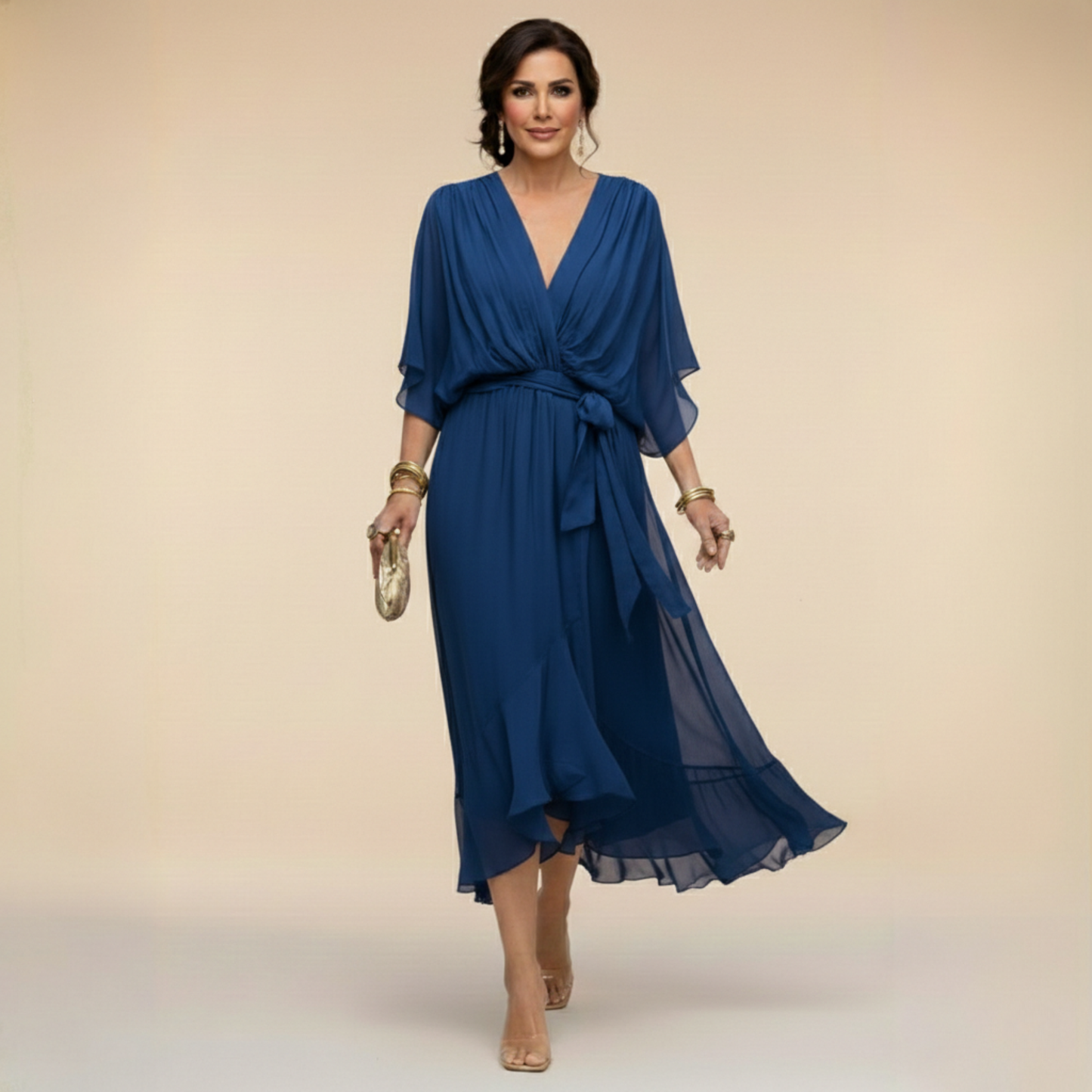 Naomi | Women's V-Neck Maxi Dress Flowing Elegant Design 2