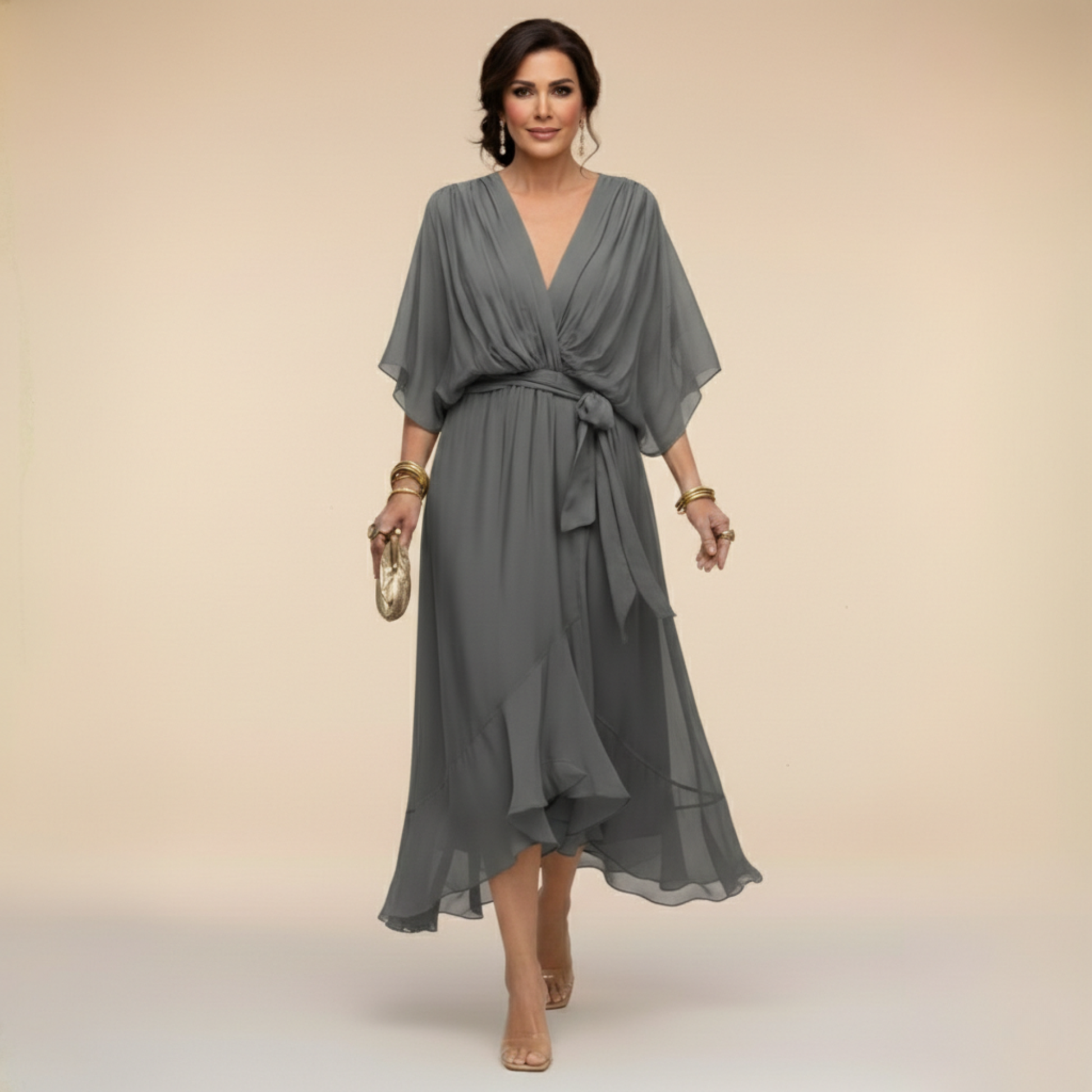 Naomi | Women's V-Neck Maxi Dress Flowing Elegant Design 5