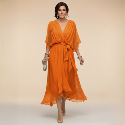 Naomi | Women's V-Neck Maxi Dress Flowing Elegant Design 9