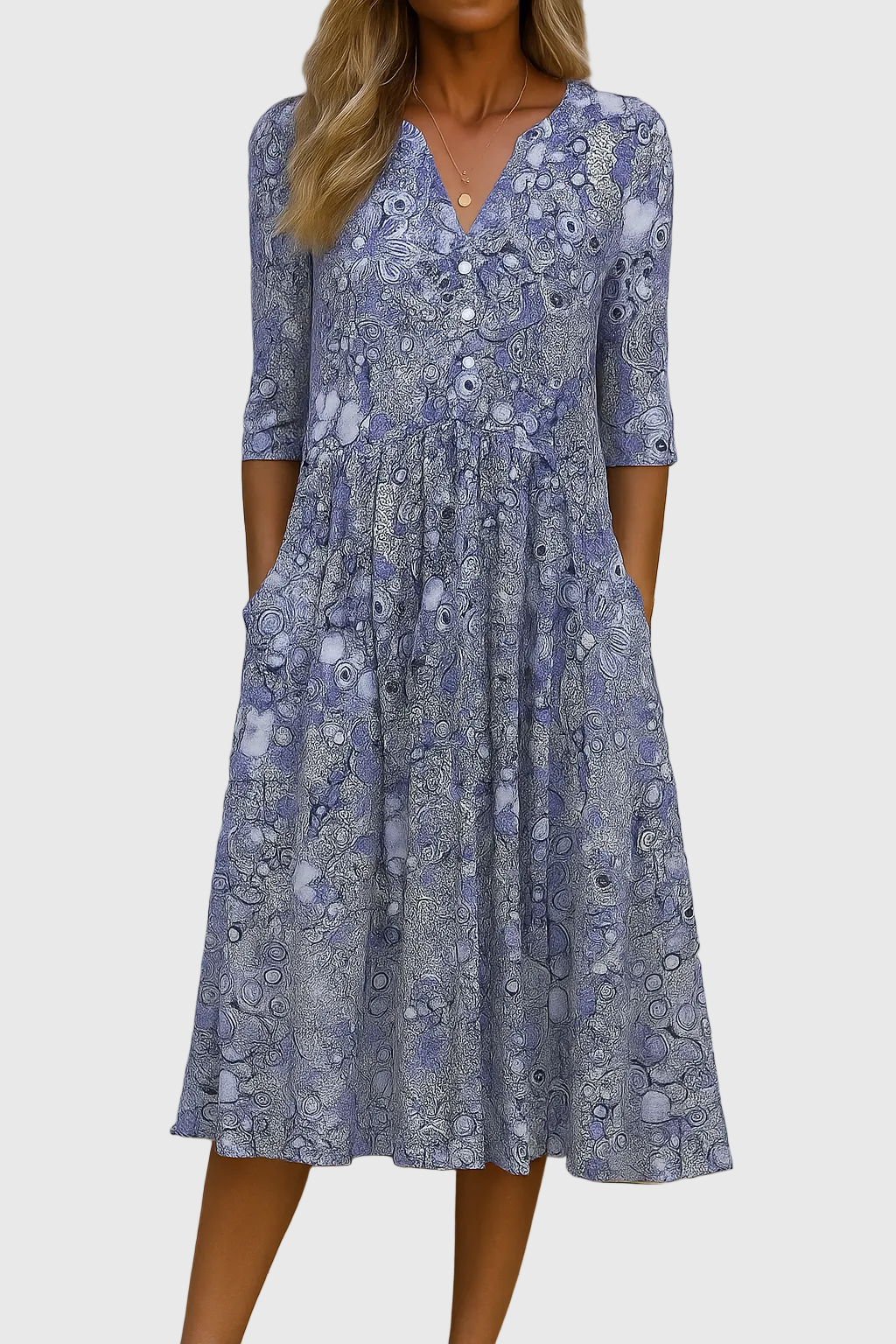 Naomi | Women's V-Neck Midi Dress, Elegant Fit 2