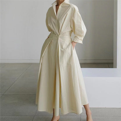 Women's Front Wrap Collared Maxi Dress