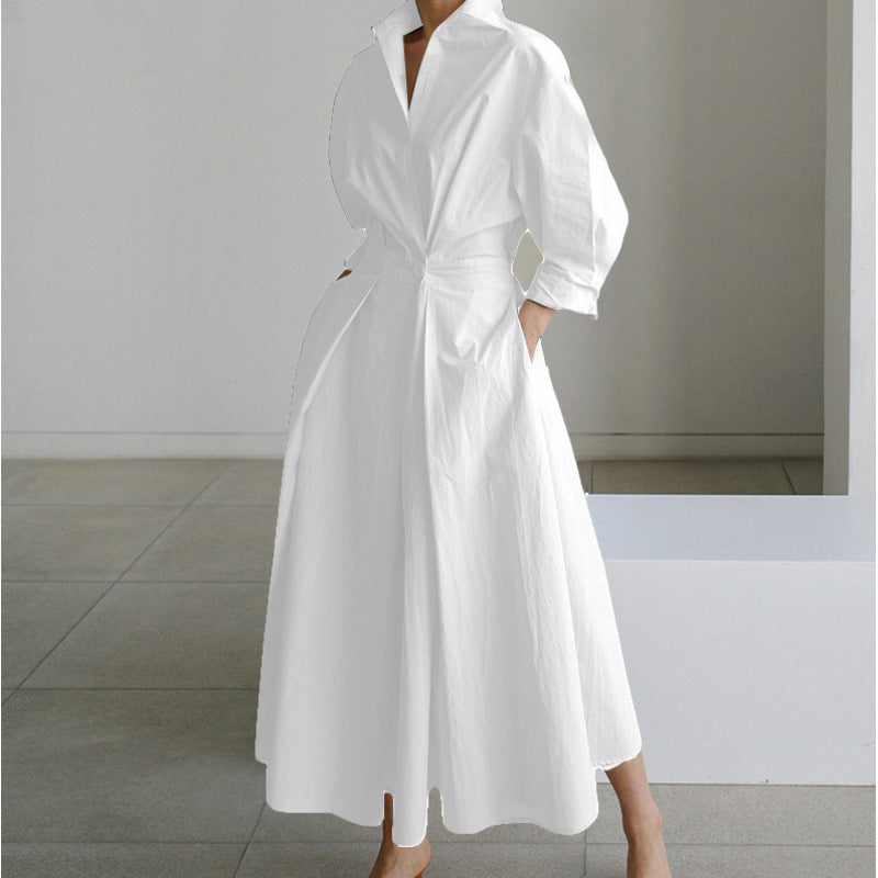 Women's Front Wrap Collared Maxi Dress