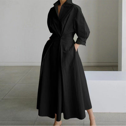 Women's Front Wrap Collared Maxi Dress