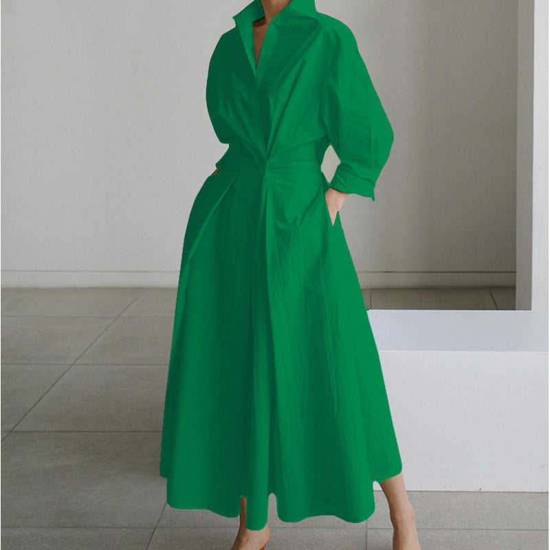 Women's Front Wrap Collared Maxi Dress