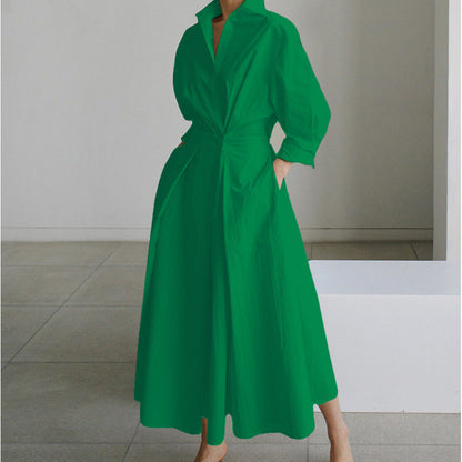 Women's Front Wrap Collared Maxi Dress