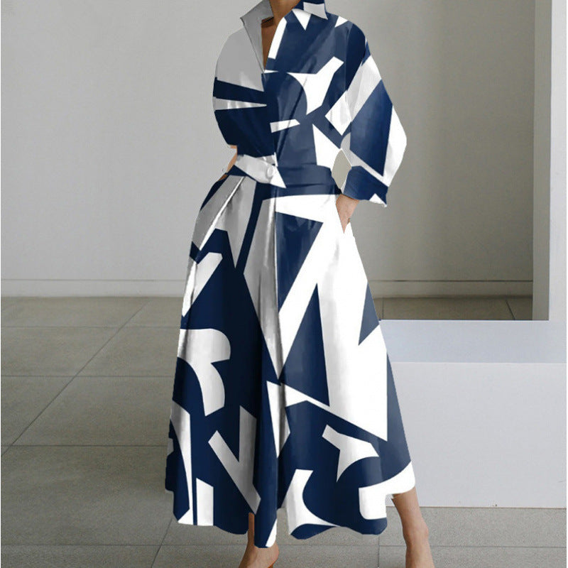 Women's Front Wrap Collared Maxi Dress