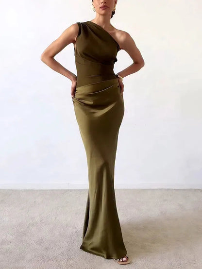 Olivia | Women's Maxi Dress One-Shoulder Pleated 1