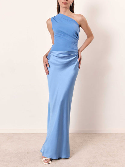 Olivia | Women's Maxi Dress One-Shoulder Pleated 2