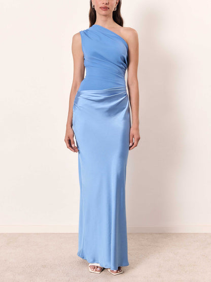 Olivia | Women's Maxi Dress One-Shoulder Pleated 8