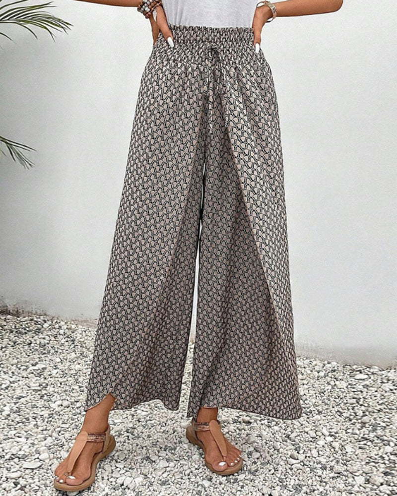 Riley | Women's Wide Leg Trousers with Geometric Print 0