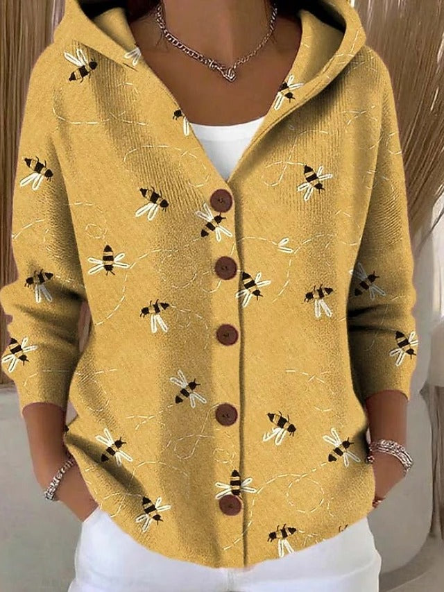 Women's Knit Button Hooded Cardigan Sweater
