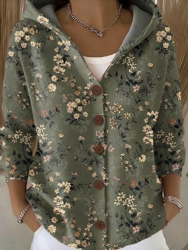 Women's Knit Button Hooded Cardigan Sweater