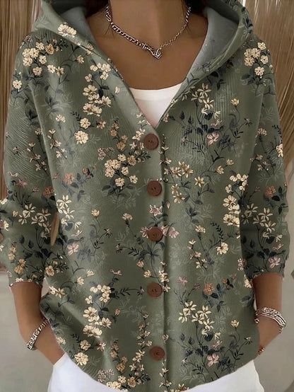 Women's Knit Button Hooded Cardigan Sweater