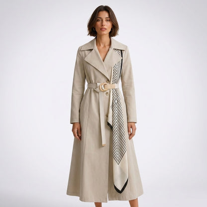 Gwen | Long Trench with Decorative Scarf