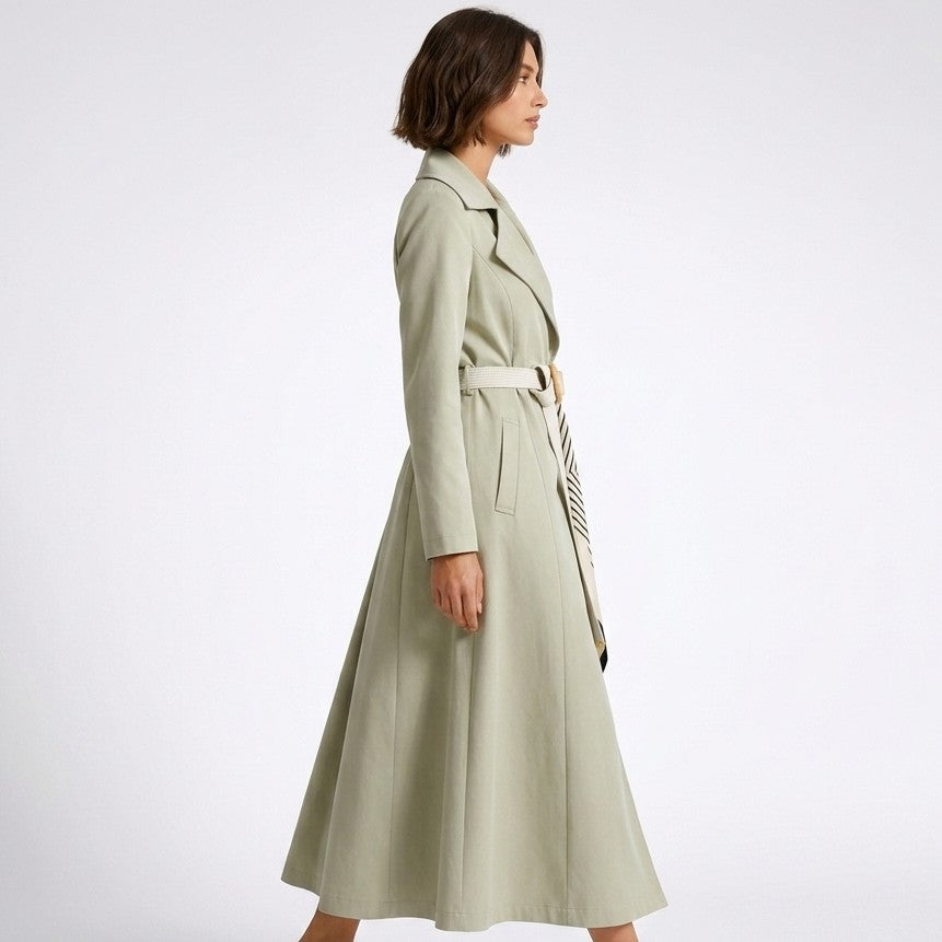 Gwen | Long Trench with Decorative Scarf