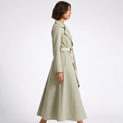 Gwen | Long Trench with Decorative Scarf