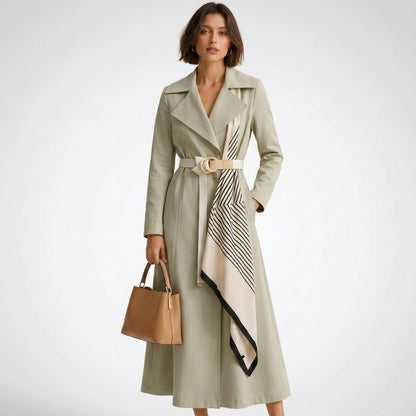 Gwen | Long Trench with Decorative Scarf