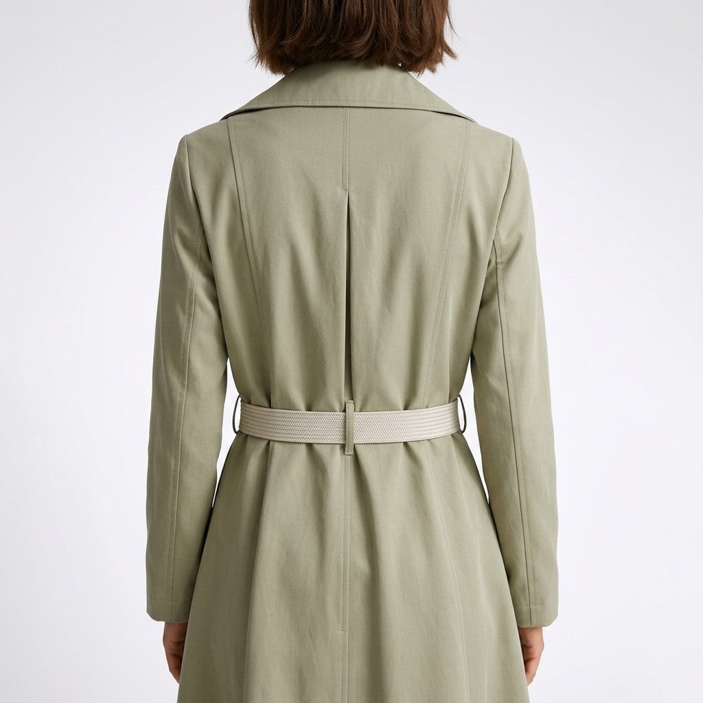 Gwen | Long Trench with Decorative Scarf