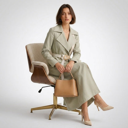 Gwen | Long Trench with Decorative Scarf