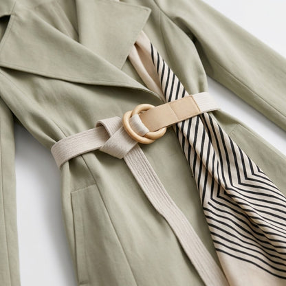 Gwen | Long Trench with Decorative Scarf
