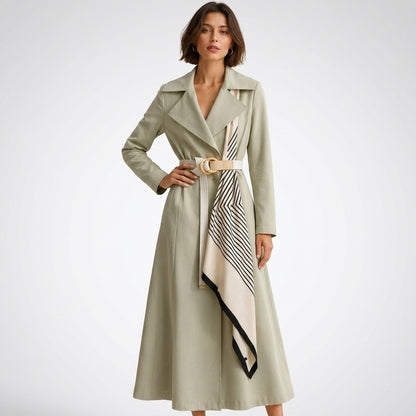 Gwen | Long Trench with Decorative Scarf