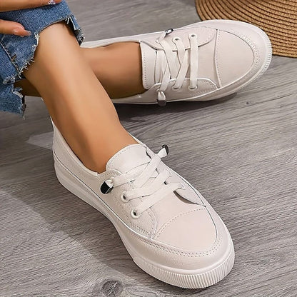 Isla | Clean White Lace-Up Sneakers