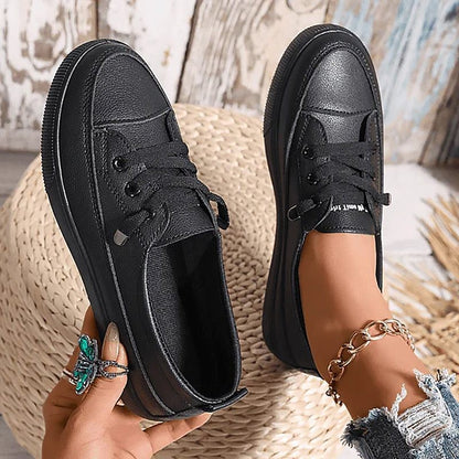 Isla | Clean White Lace-Up Sneakers
