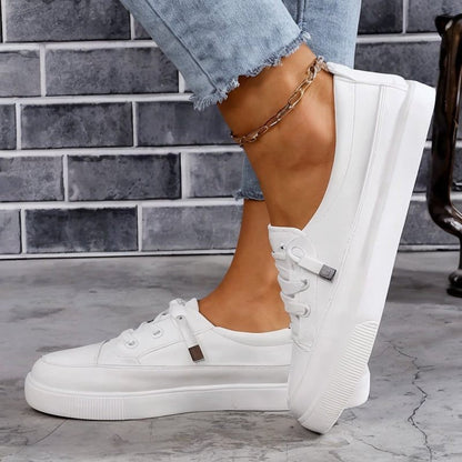 Isla | Clean White Lace-Up Sneakers