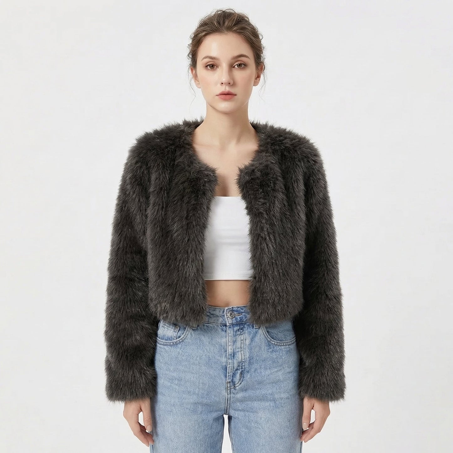 Mila | Luxe Cropped Faux Fur Jacket