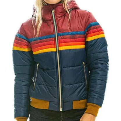 Mila | Retro Striped Hooded Puffer Jacket