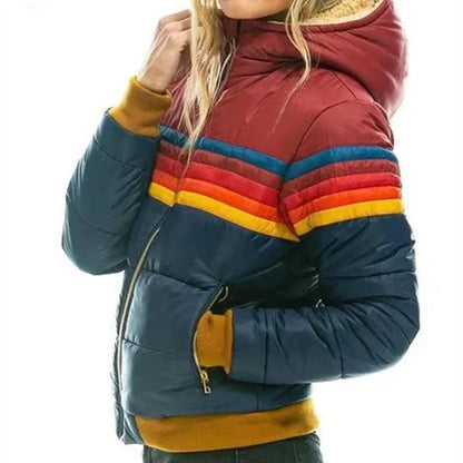 Mila | Retro Striped Hooded Puffer Jacket
